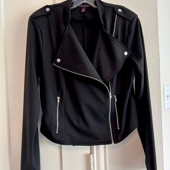 Black Fancy Moto Style Jacket. SUPER FAST SHIPPING - Picture 3 of 12